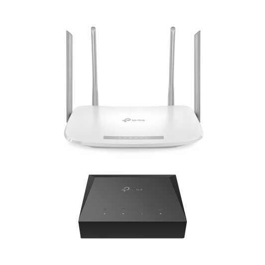 KITONU-EC220G5|Kit de ONU Gigabit XZ000G3 con Router Router Inal?ímbrico ISP doble banda AC, Hasta 1167 Mbps, 4 antenas externas omnidireccional, Puertos Gigabit