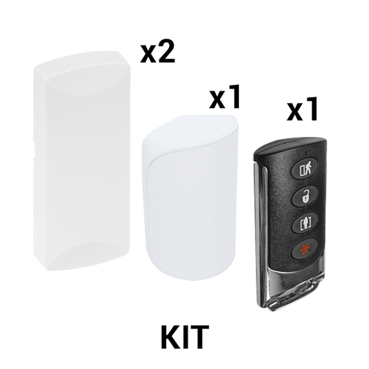KIT-RF-SFIRE-2|KIT Básico Sensores Inalámbricos - Incluye 2 Contactos Magnéticos, 1 PIR y 1 Llavero - Compatibles con Honeywell y PRO4GEN2