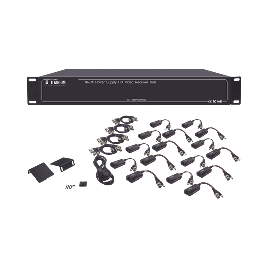 KITTT16PVTURBOX|Kit de TRANSCEPTOR ACTIVO DE 16 Canales / VIDEO+PODER en un solo Cable UTP / 150m en 4K, 200m en 5 MP/ Env?¡a 36 Vcc y recibe 12 Vcc / TODO INCLUIDO PARA RACK / Compatible con c?ímaras HD-TVI/CVI/AHD/CVBS / Instalaci??n Limpia