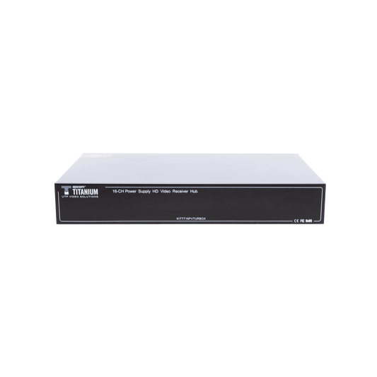 KIT-TT16PVTURBOX-RX|(SOLO RECEPTOR) TRANSCEPTOR ACTIVO DE 16 CANALES / VIDEO+PODER en un solo Cable UTP / 150 metros en 4K, 200 metros en 5 MP/ Envía 36 Vcc y Recibe 12 Vcc / TODO INCLUIDO PARA RACK / HD-TVI/CVI/AHD/CVBS / SIN RUIDO / INSTALACIÓN LIMPIA.