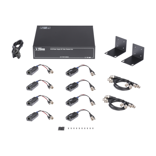 KITTT8PVTURBOX|Kit de TRANSCEPTOR ACTIVO DE 8 CANALES / VIDEO+PODER en un solo Cable UTP / 150 metros en 4K, 200 metros en 5 MP/ Env?¡a 36 Vcc y Recibe 12 Vcc / TODO INCLUIDO PARA RACK / Compatible con c?ímaras HD-TVI/CVI/AHD/CVBS / INSTALACI?ôN LIMPIA