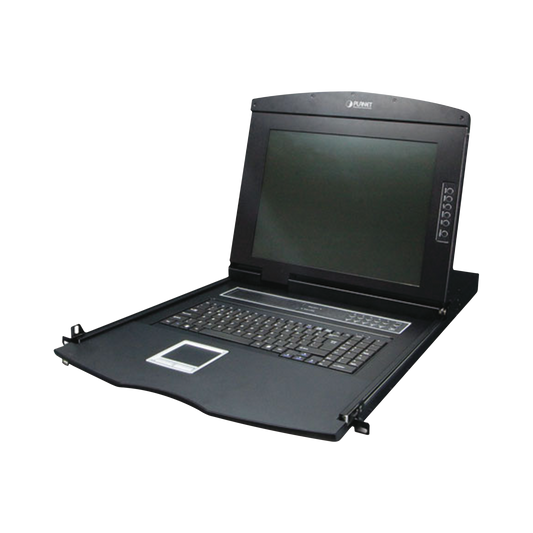 KVM-210-08M|Switch KVM con Monitor de 17"con Teclado y Trackpad para Rack de 1U de Cuatro Postes, 8 Puertos VGA Para Acceder y Controlar Hasta 8 Computadoras Desde una Sola Consola