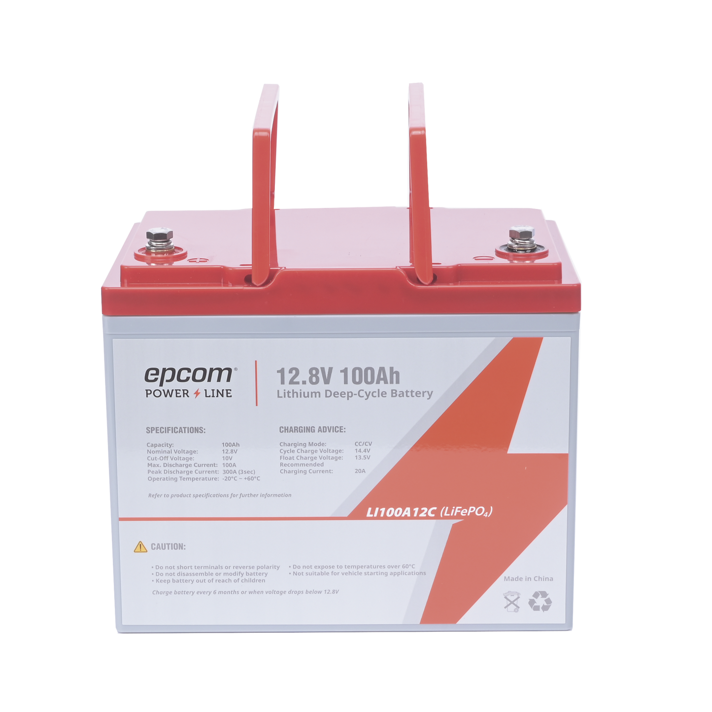 LI100A12CV|Bater?¡a de Litio Ciclo Profundo, 12.8 Vcc 100Ah (LiFePO4 de Celdas Cil?¡ndricas) V?ílvula de Alivio, Solar, Marina, M?íximo 100 A de Descarga
