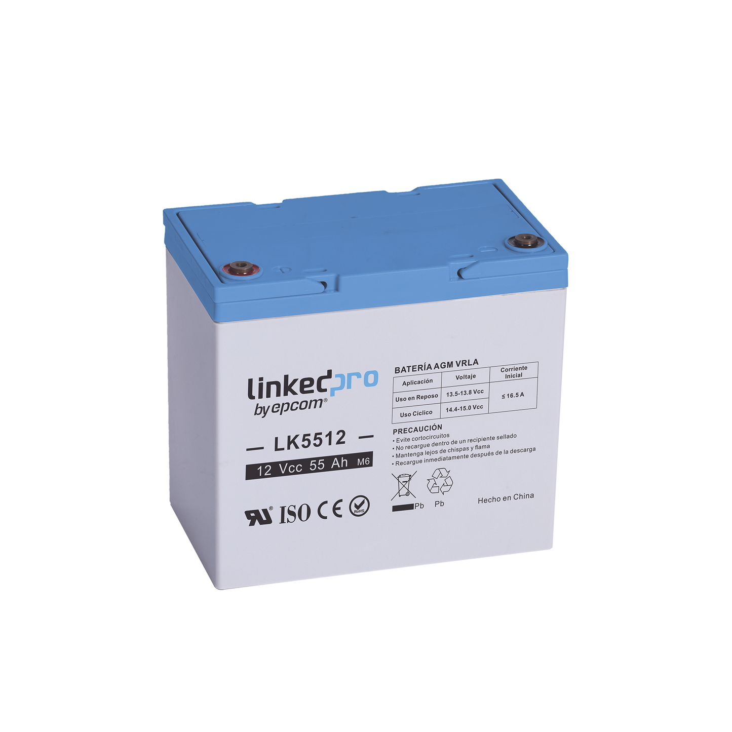 LK5512|Batería 12 V / 55 Ah / UL / Tecnología AGM / Vida útil promedio de 5 años / Para uso en equipo electrónico, Alarmas de Intrusión / Incendio/ Control de acceso / Video Vigilancia / T2
