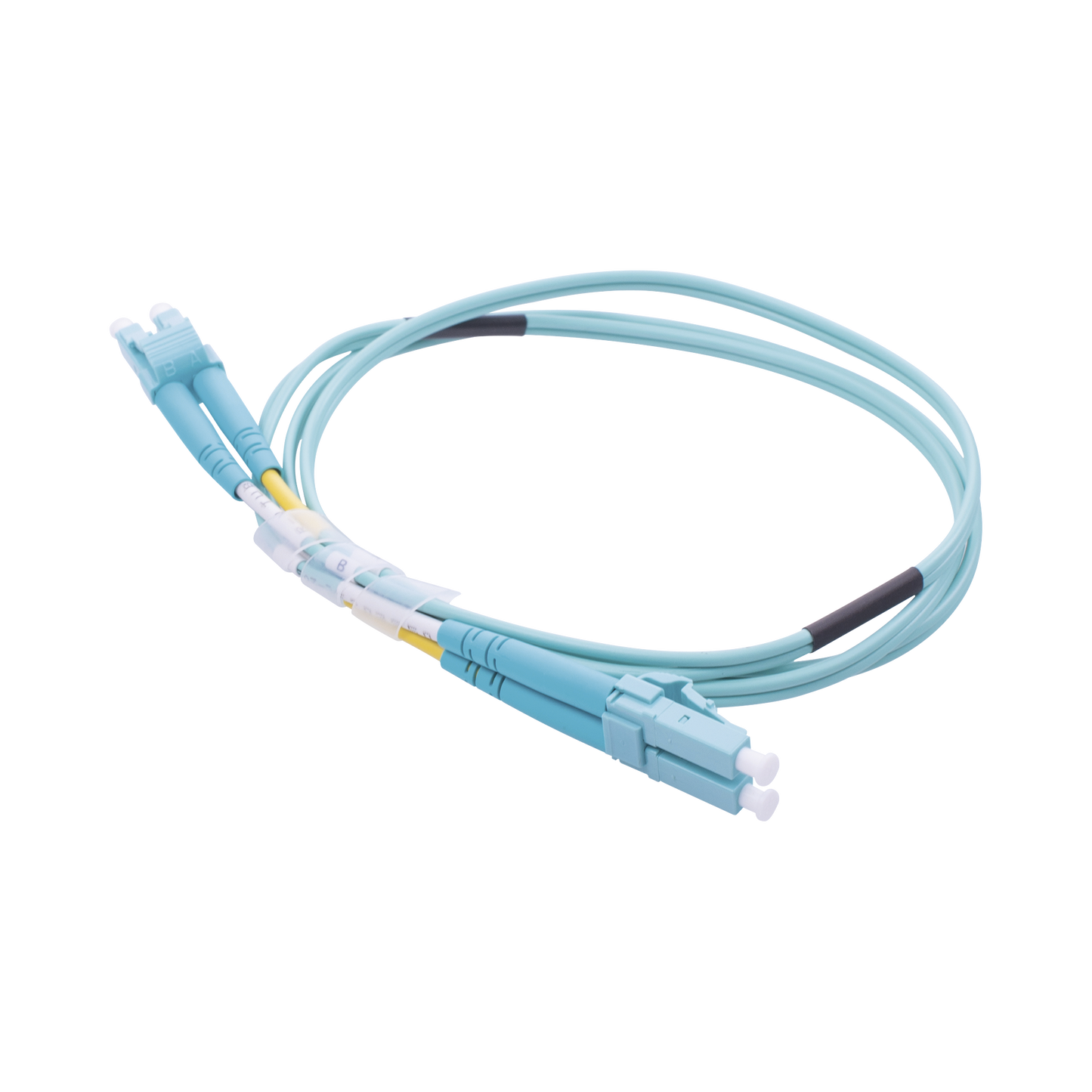 LP-FOM3-LCLC-R01|Jumper de Fibra Óptica Multimodo OM3 50/125 LC-LC OFNR (Riser), 2.0 mm, Dúplex, Aqua, 1 metro