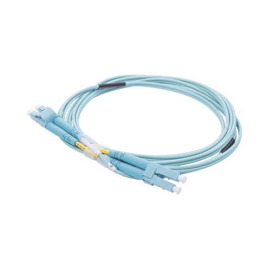 LP-FOM3-LCLC-R02|Jumper de Fibra ?ôptica Multimodo OM3 50/125 LC-LC OFNR (Riser), 2.0 mm, D??plex, Aqua, 2 metros