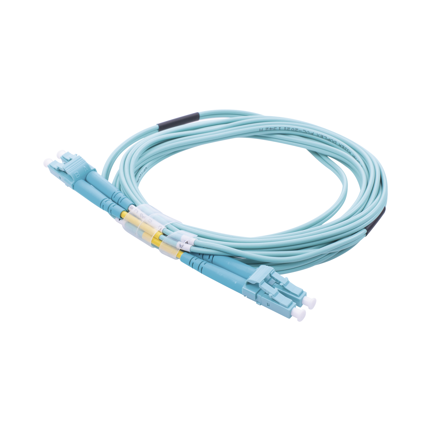 LP-FOM3-LCLC-R03|Jumper de Fibra Óptica Multimodo OM3 50/125 LC-LC OFNR (Riser), 2.0 mm, Dúplex, Aqua, 3 metros