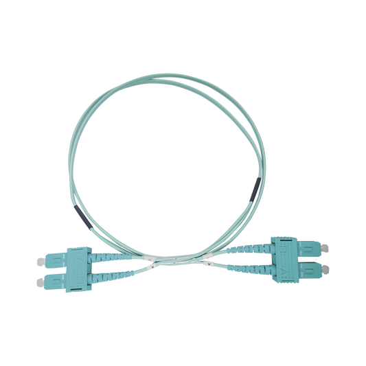 LP-FOM3-SCSC-R03|Jumper de Fibra Óptica Multimodo OM3 50/125 SC-SC OFNR (Riser), 2.0 mm, Dúplex, Aqua, 3 metros