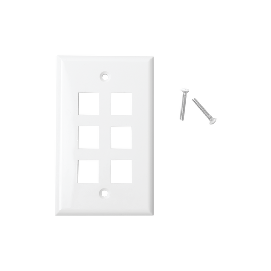 LP-FP-20|Placa de pared de 6 puertos, Keystone, Color Blanco