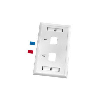 LP-FP-22|Placa de pared de 2 puertos, Keystone, con espacio para etiqueta, Color Blanco