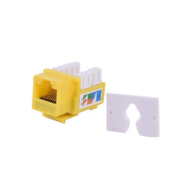 LP-KJ-505-YE|Módulo Jack Keystone Cat5e con terminación 110 (Punchdown) para faceplate - Color Amarillo
