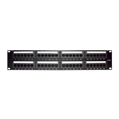 LP-PP-508|Panel de parcheo de impacto (110) UTP de 48 puertos Cat5e 19in, 2U con barra para organizar cable