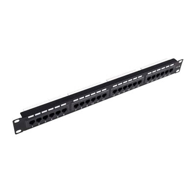 LP-PP-605A|Panel de parcheo de impacto (110) UTP de 24 puertos Cat6A, 19in, con barra para Organizar cables y espacio para Etiqueta