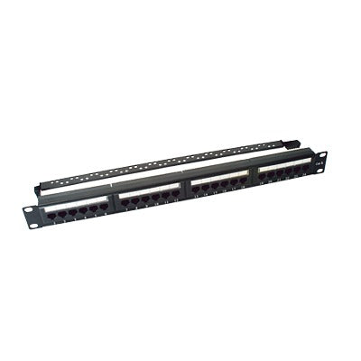 LP-PP-607|Panel de parcheo de impacto (110) UTP de 24 puertos Cat6, 19in, con barra para organizar cable