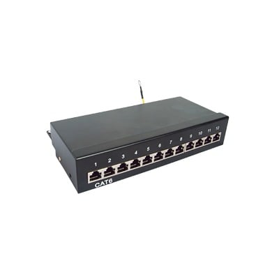 LP-PP-629|Panel de parcheo de impacto (110) Blindado (STP) de 12 puertos Cat6, 10in