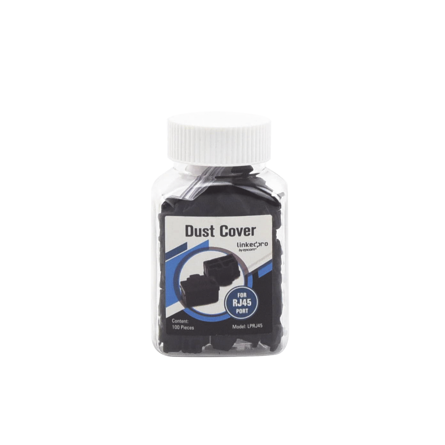 LP-RJ45|Bote con 100 protectores anti-polvo para puerto RJ45 color negro