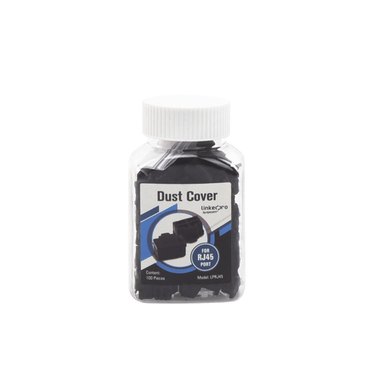 LP-RJ45|Bote con 100 protectores anti-polvo para puerto RJ45 color negro