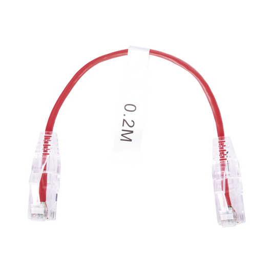 LP-UT6-020-RD28|Cable de Parcheo Slim UTP Cat6 - 20 cm Rojo Diámetro Reducido (28 AWG)