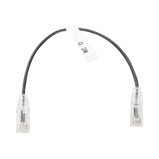 LP-UT6-030-BK-28|Cable de Parcheo Slim UTP Cat6 - 30 cm Negro Di?ímetro Reducido (28 AWG)