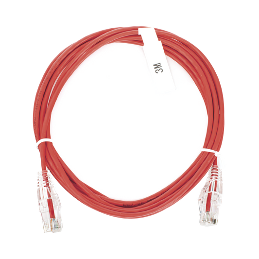 LP-UT6-300-RD-28|Cable de Parcheo Slim UTP Cat6 - 3 m Rojo Di?ímetro Reducido (28 AWG)