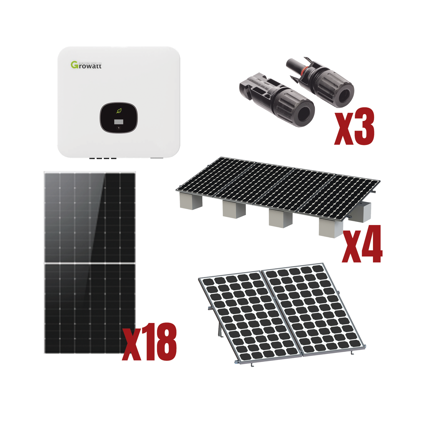 MIN10000KIT1|Kit Solar Interconexion / 10kW 220Vca / Inversor GROWATT / Montaje Incluido