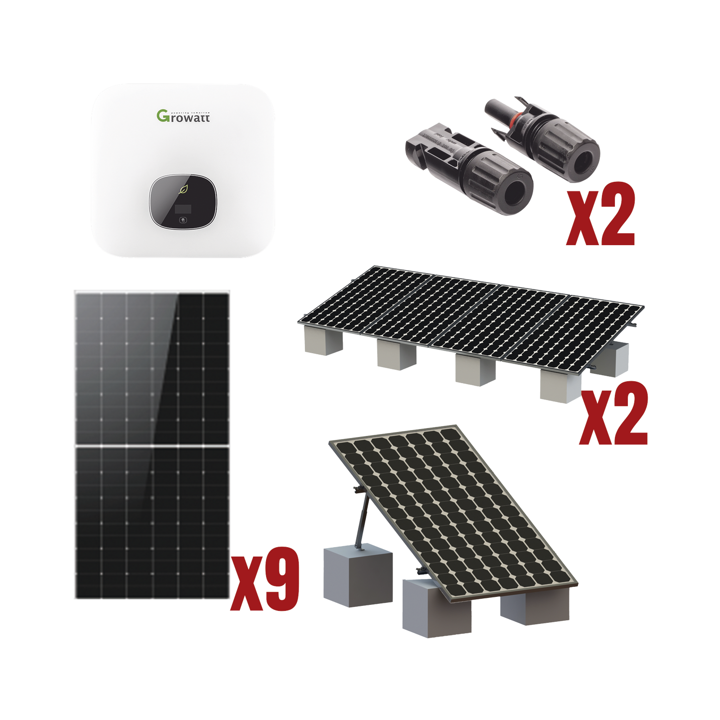 MIN5000KIT1|Kit Solar Interconexion / 5kW 220Vca / Inversor GROWATT / Montaje Incluido