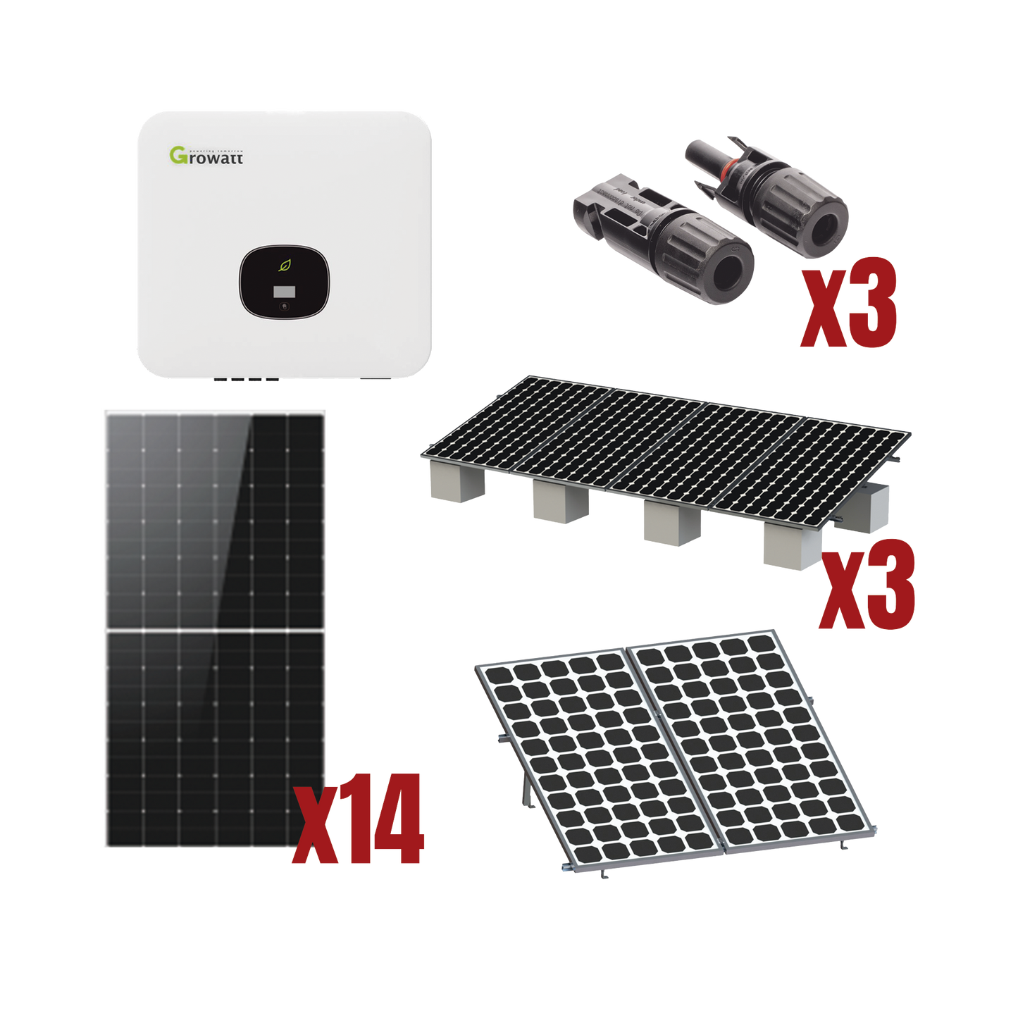 MIN8000KIT1|Kit Solar Interconexion / 8kW 220Vca / Inversor GROWATT / Montaje Incluido