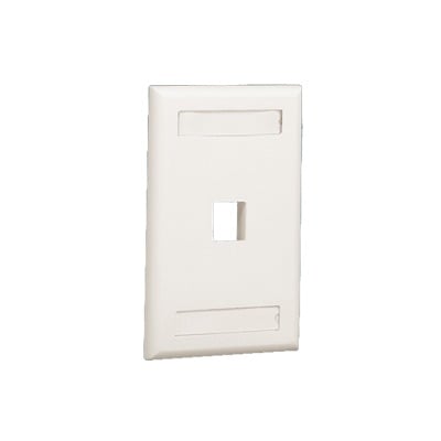 NK1FIWY|Placa de Pared Vertical, Salida Para 1 Puerto Keystone, Con Espacios Para Etiquetas, Color Blanco Mate