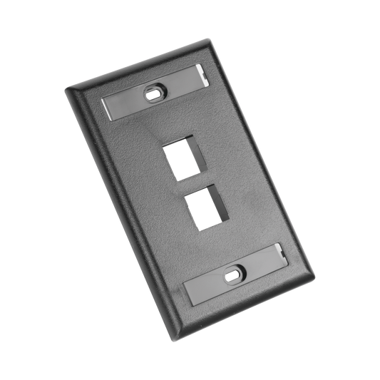 NK2FBL|Placa de Pared Vertical, Salida Para 2 Puertos Keystone, Con Espacios Para Etiquetas, Color Negro