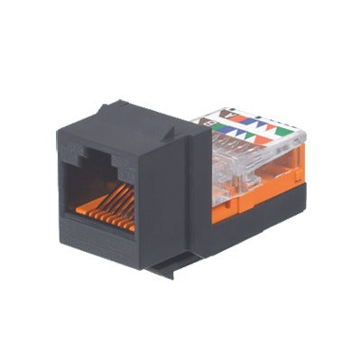 NK5E88MBLY|Conector Jack Estilo Leadframe, Tipo Keystone, Categoría 5e, de 8 posiciones y 8 cables, Color Negro