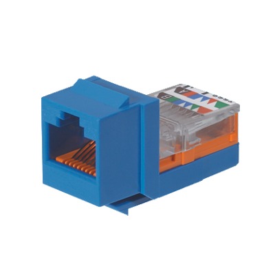 NK5E88MBUY|Conector Jack Estilo Leadframe, Tipo Keystone, Categor?¡a 5e, de 8 posiciones y 8 cables, Color Azul