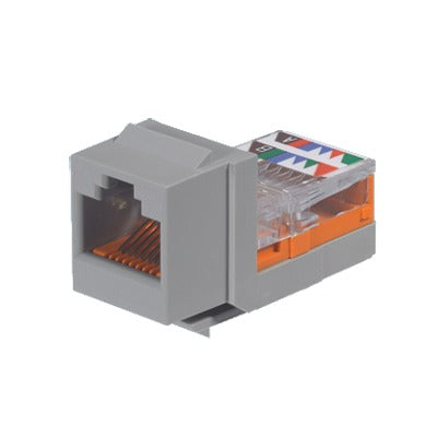 NK5E88MIGY|Conector Jack Estilo Leadframe, Tipo Keystone, Categoría 5e, de 8 posiciones y 8 cables, Color Gris