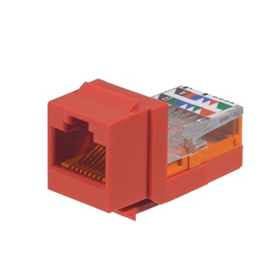 NK5E88MRDY|Conector Jack Estilo Leadframe, Tipo Keystone, Categoría 5e, de 8 posiciones y 8 cables, Color Rojo