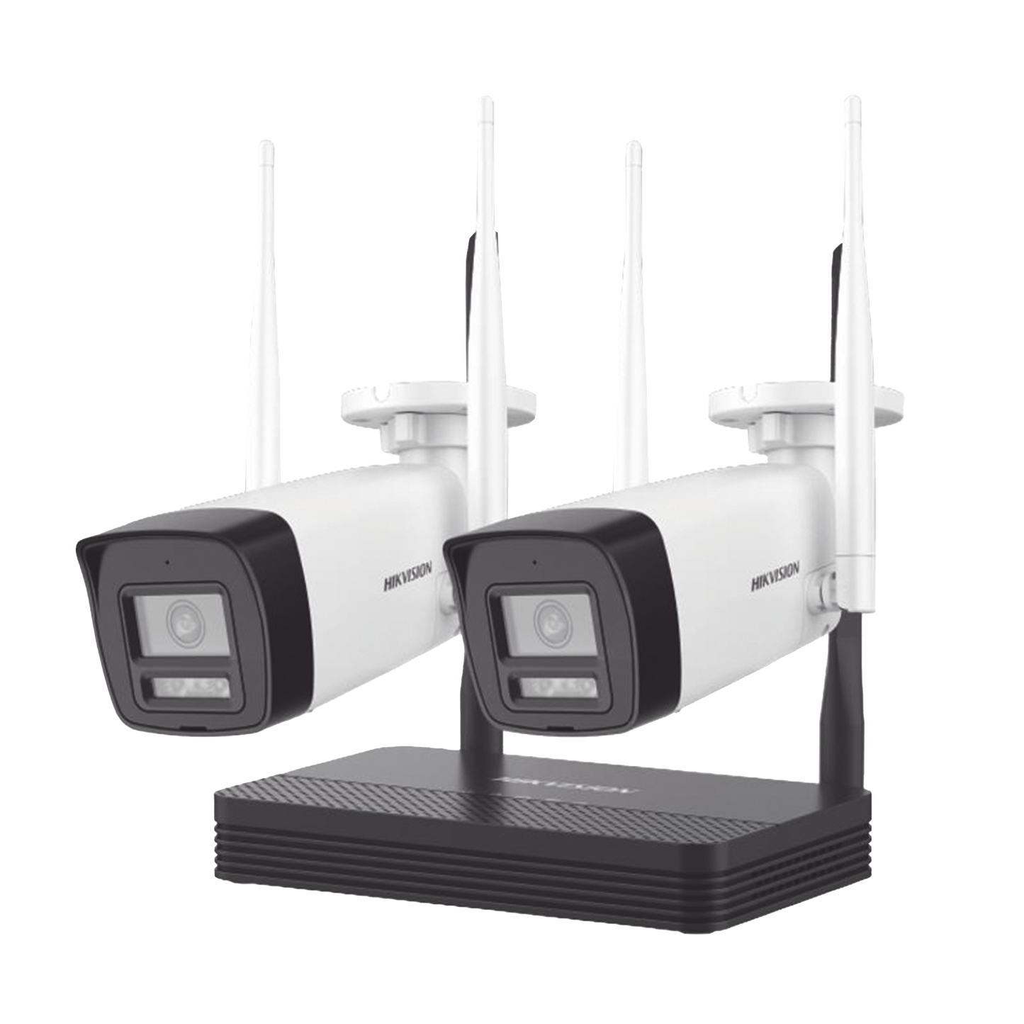 NKS424W0H|Kit IP Inalámbrico 4 Megapixel / NVS 4 Canales / 2 Cámaras Bala para Exterior con Lente 2.8 mm y Dual Light (30 mts IR + 30 mts Luz Blanca) / Audio Bidireccional (Micrófono y Bocina) / Soporta Micro SD de 512 GB