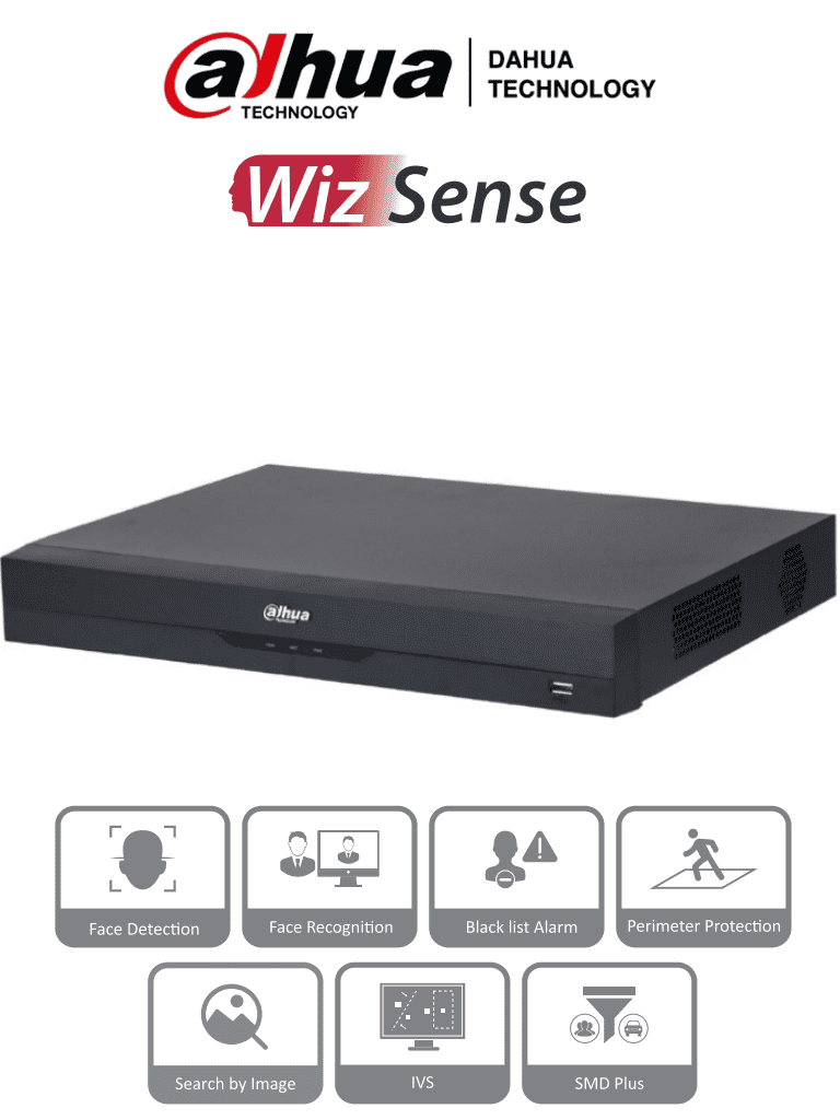 DAHUA NVR2208-8P-I2 - NVR de 8 Megapixeles/ 8 Canales IP/ WizSense/ 8 Puertos PoE/ Smart H.265+/ 1 Ch de Reconocimiento Facial y FD/ Hasta 10 Bases de Datos de Rostros/ 2 Puertos SATA/ SMD Plus/ Max. Decodificaci??n de 6x1080p FPS/ Onvif/