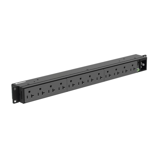 P12B19M|PDU Básico para Distribución de Energía, Enchufe de Entrada NEMA 5-20P, Con 12 Contactos NEMA 5-20R, Instalación Horizontal de 19in, 1UR, 20 Amp, 120 Vca