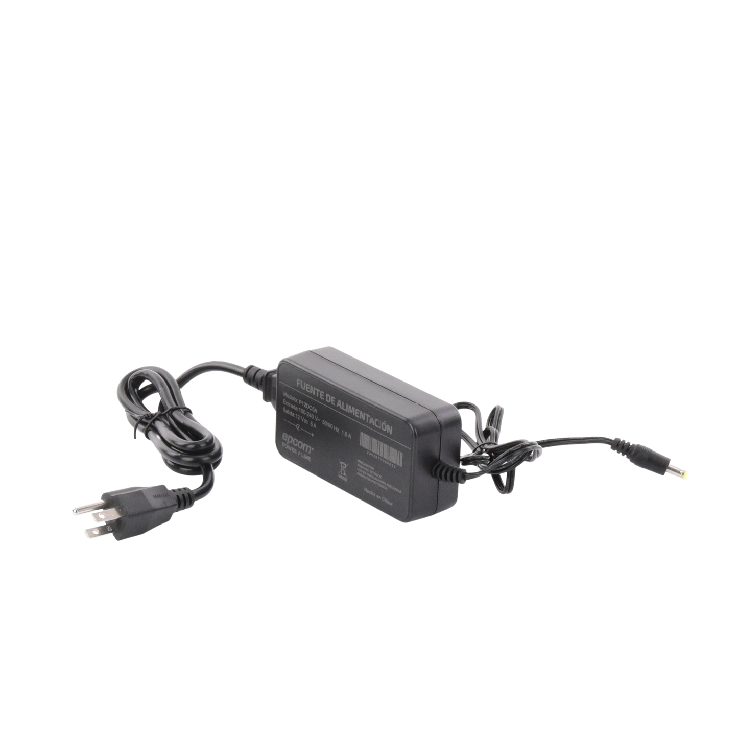 P12DC5A|Adaptador de Pared con Cables de Extensión para Mayor Alcance 12 Vcc / 5 Amperes / Profesional / 0.5 metros a la toma de alimentación / 0.5 metros a la conexión del dispositivo