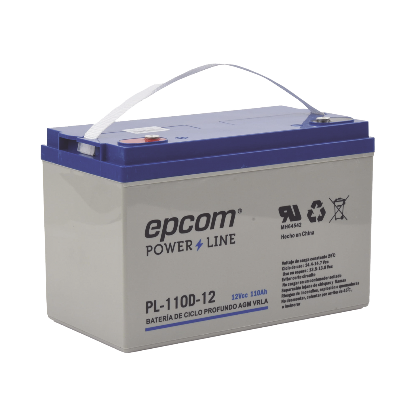 PL-110-D12|Bater?¡a 12 Vcc / 110 Ah / Ciclo Profundo / AGM-VRLA / Uso en Aplicaci??n Fotovoltaica /Terminales Tipo Tornillo HEX M6