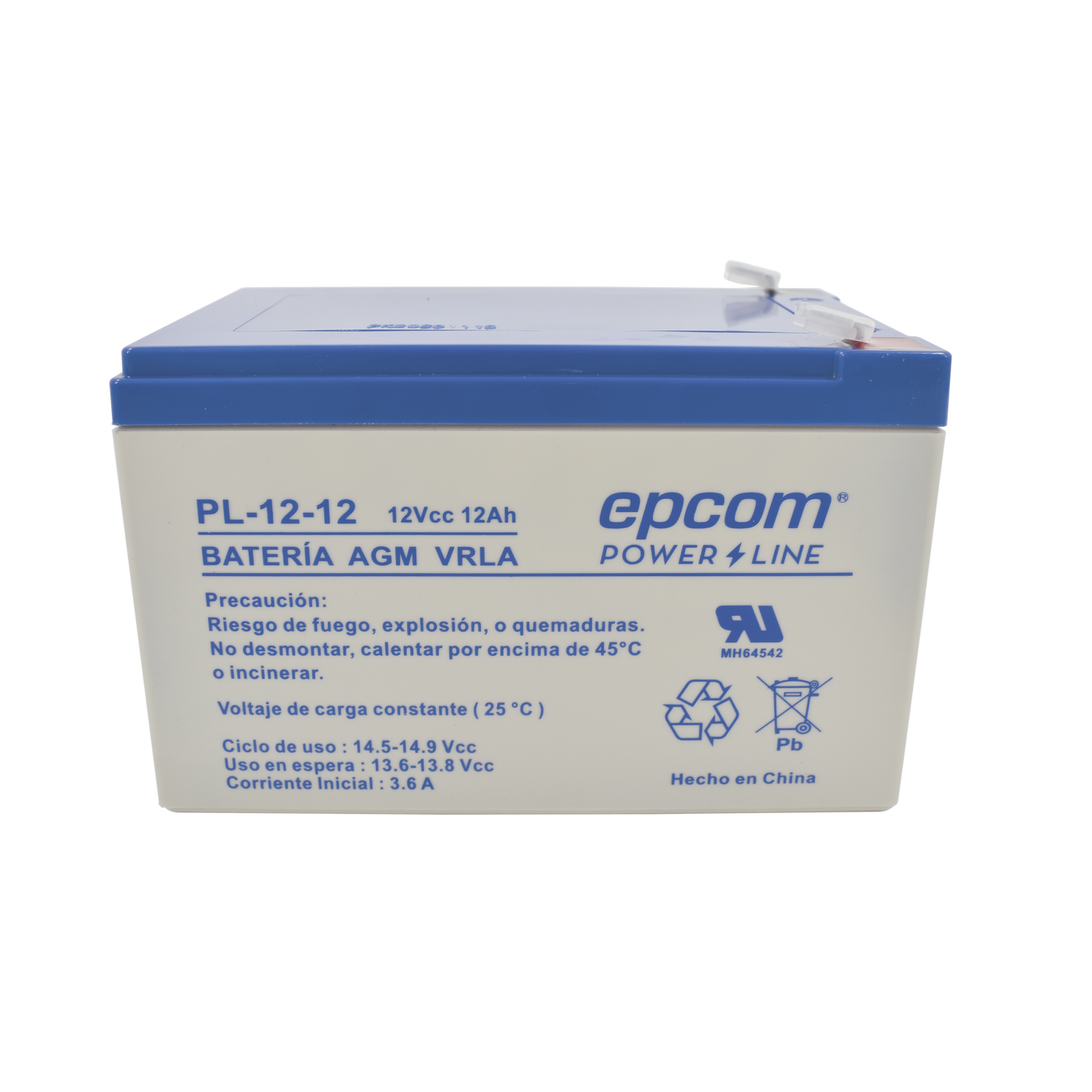 PL-12-12|Batería 12 Vcc / 12 Ah / UL / Tecnología AGM-VRLA / Para uso en equipo electrónico Alarmas de intrusión / Incendio/ Control de acceso / Video Vigilancia / Terminales F2 / Cargador recomendado CHR-80.