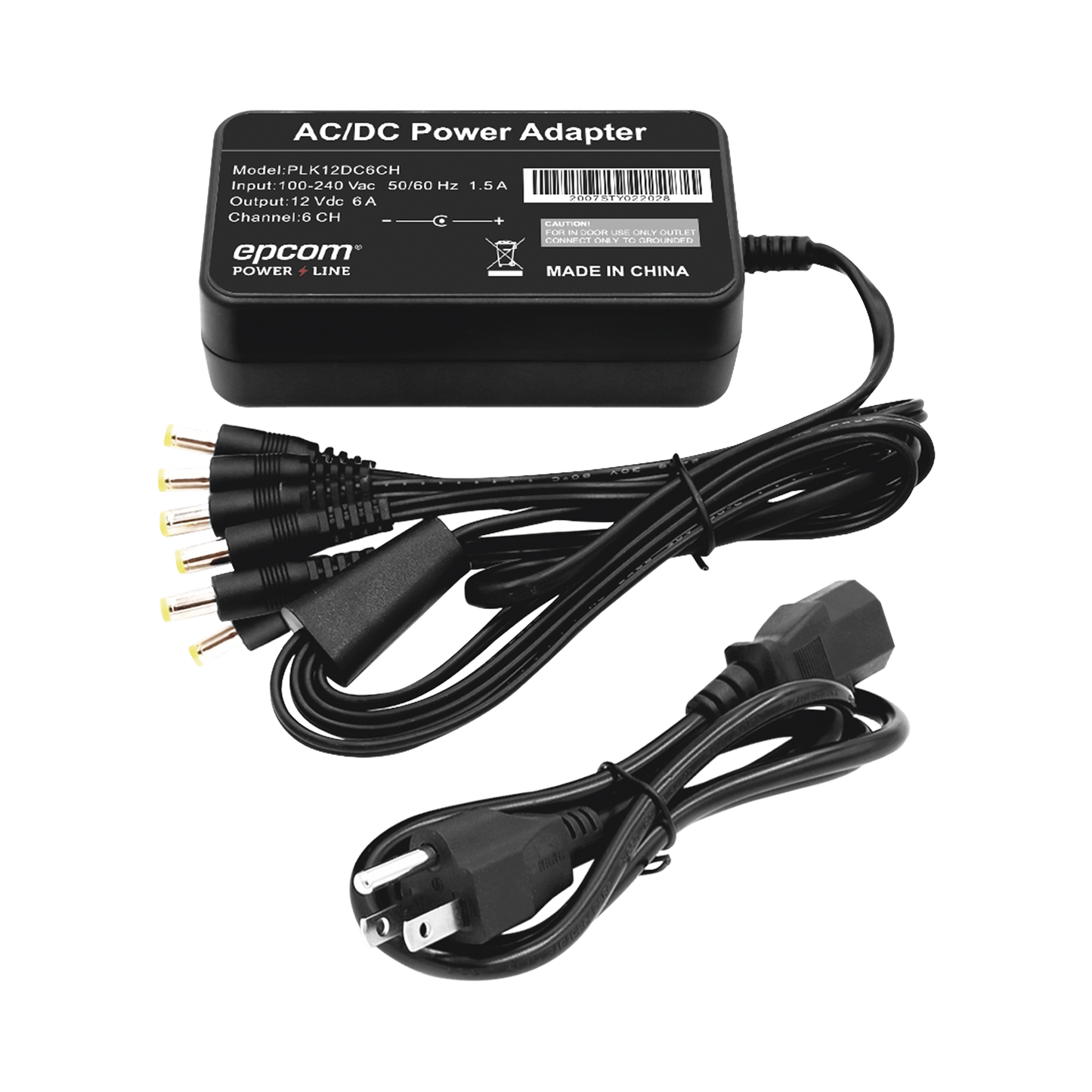PLK12DC6CH|Fuente de Alimentaci??n de 6 Salidas tipo Jack Macho de 12 Vcc / 6 Amper - ISTEN