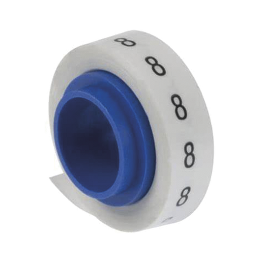 PMDR-8|Rollo de Etiquetas Marcadoras, Pre-Impresos con el Número 8, de 2.4 metros, Color Blanco