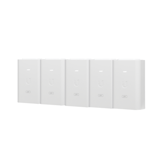 POE-24-24W-5P|5 Unidades del Adaptador PoE Ubiquiti de 24 VDC, 1.0 A con puerto Gigabit, color blanco