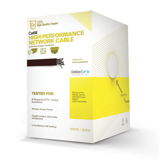 PRO-CAT-5E-W|Bobina de cable de 305 m, ( 1000 ft ),  Cat5e, alto rendimiento, color blanco, UL, para aplicaciones en video vigilancia, redes de datos. Uso en interior
