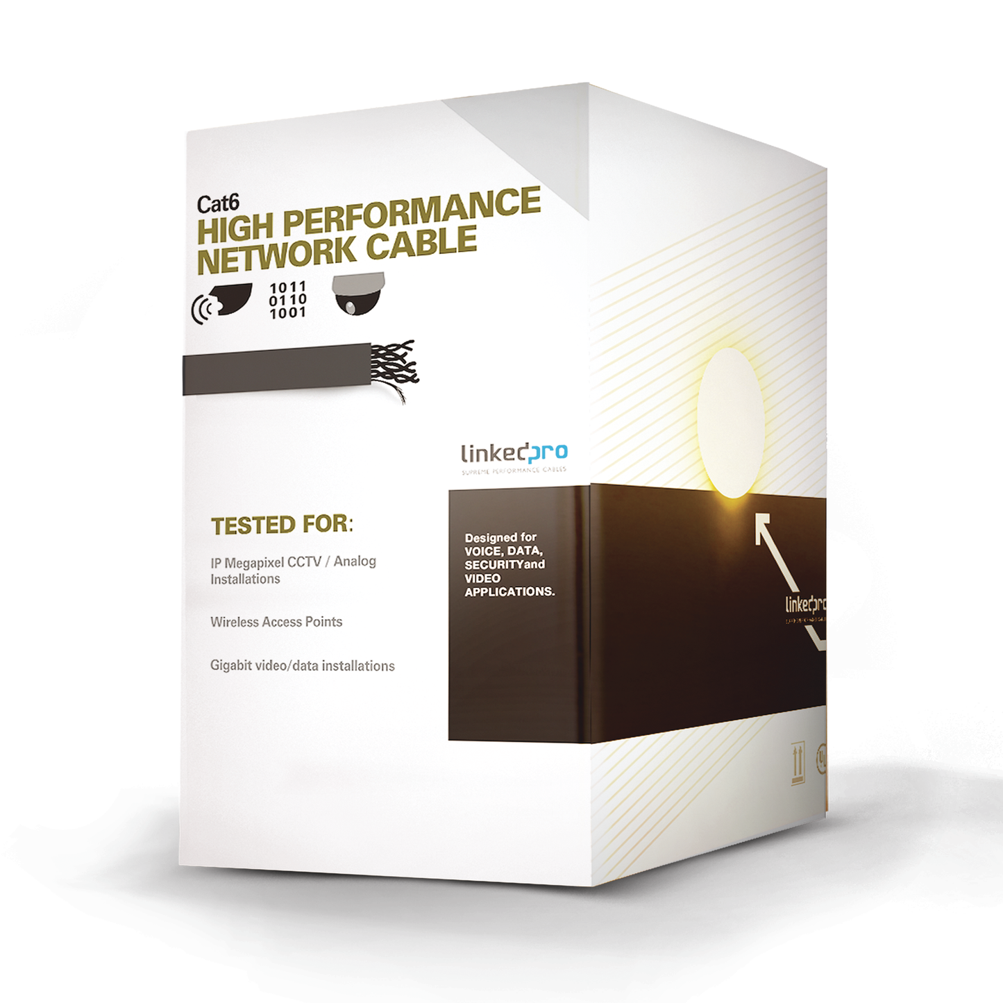 PRO-CAT-6B|Bobina de Cable de 305 m (1000 ft) Cat6 aleacción de Cobre y Aluminio (CCA), color Negro Versión Económica. Uso en interior.