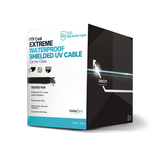 PRO-CAT-6-EXT/500|Bobina de 152.5 metros Cat6+ CALIBRE 23 Exterior Blindado tipo FTP Para Climas Extremos, UL para aplicaciones de video vigilancia y redes de datos. Para uso en Intemperie.