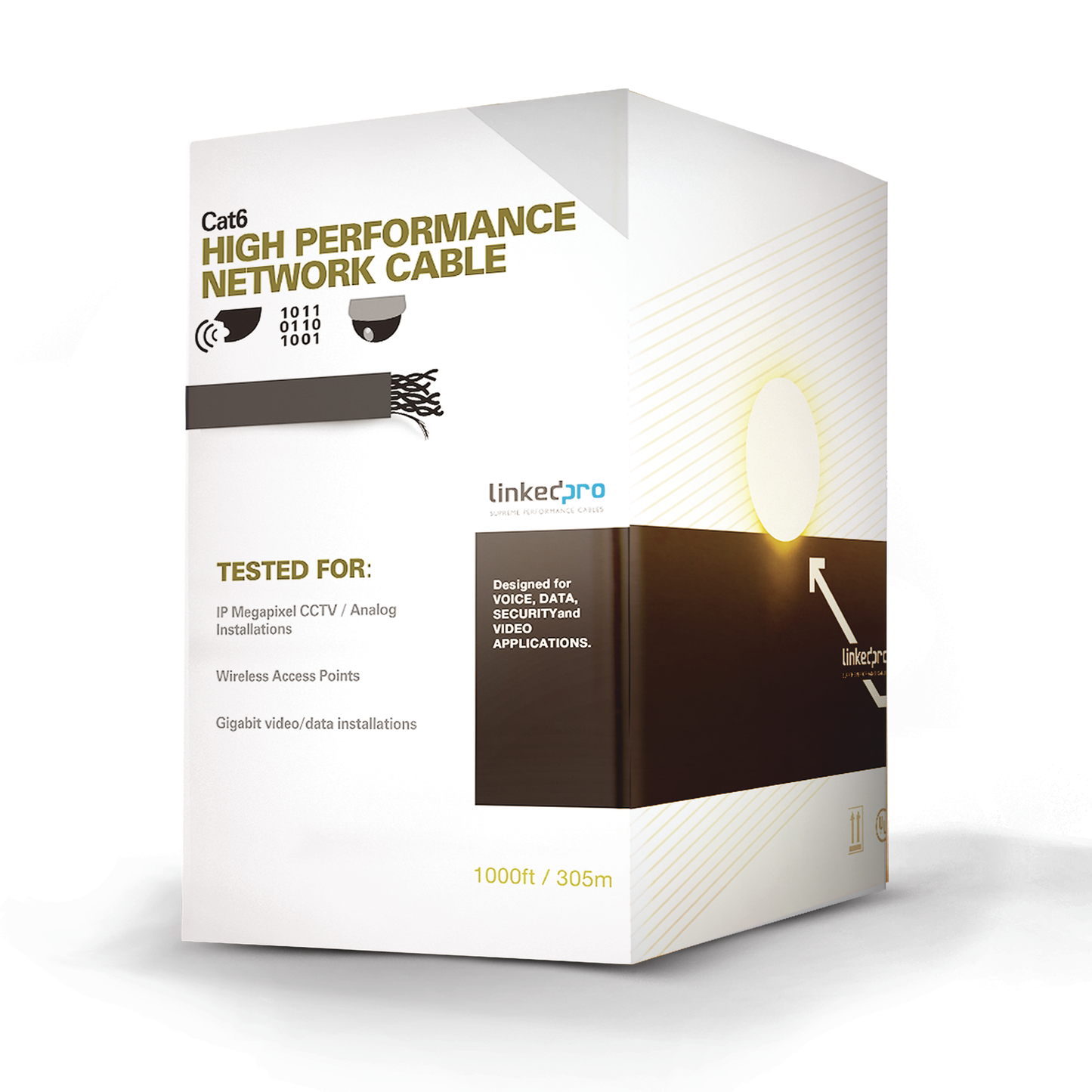 PRO-CAT-6-GELX|Cable Cat6+ CALIBRE 23, UTP, Intemperie con GEL DOBLE CHAQUETA, ETL, UL, color negro de 305 Metros, para Climas EXTREMOS