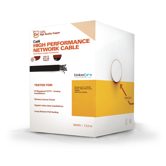 PRO-CAT-6-PLUS/500|Bobina de cable de 152.5 Metros Cat6+ CALIBRE 23 ALTO DESEMPEÑO, super flexible, UL, color Azúl, para aplicaciones de video vigilancia, HD, y redes de datos. Uso interior.