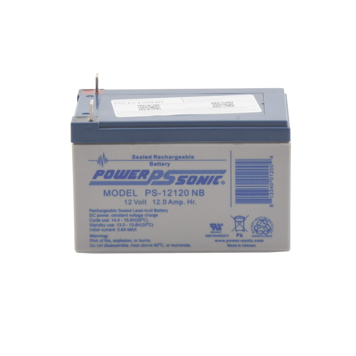 PS-12120-NB|Batería 12V, 12AH, Para Respaldo, Tecnologías AGM/VRLA, 5 Años Vida Útil, Terminales NB, Reconocida UL