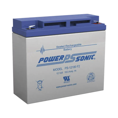 PS-12180-F2|Batería Ácido de Plomo, Sellada, Recargable, 12V, 18AH, 5 Años Vida Útil, Terminales tipo F2, Reconocida UL