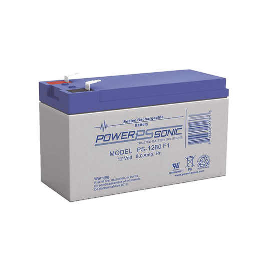 PS-1280-F1|Batería 12V, 8AH, Para Respaldo, Tecnologías AGM/VRLA, 5 Años Vida Útil, Terminales F1, Reconocida UL